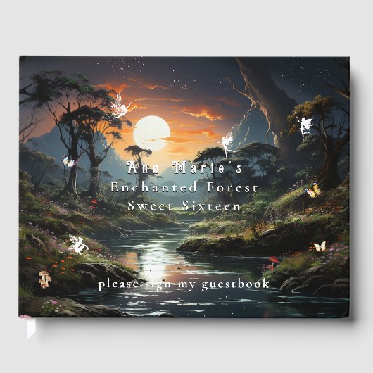 Livre D'or Forêt enchantée Fleuve Sun Fairies Papillons (Recto)