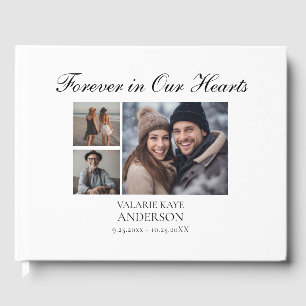 Livre D'or Forever in Our Hearts Élégant Script Photo