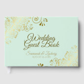 Livre D'or Frills or sur Neo Mint Green Mariage élégant (Recto)