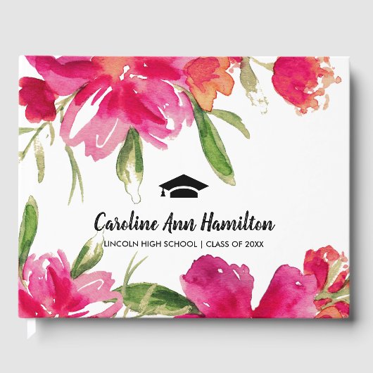 Livre D'or Fuchsia Green Floral Graduation (Recto)