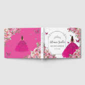 Livre D'or Fuchsia Rose Florale Princesse Silver Quinceanera (Complet)