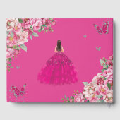 Livre D'or Fuchsia Rose Florale Princesse Silver Quinceanera (Verso)
