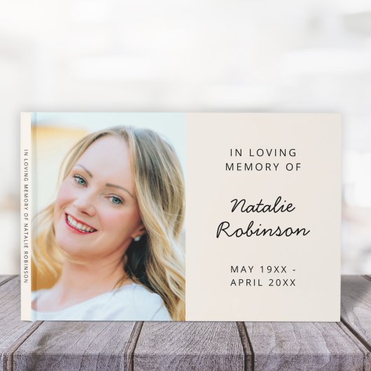 Livre D'or Funérailles commémoratives Photo dans la crème en