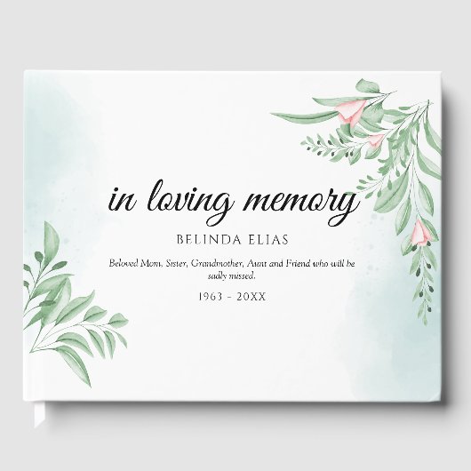 Livre D'or Funérailles de Boho Dusty Blue Eucalyptus (Recto)