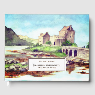 Livre D'or Funérailles Eilean Donan Castle Scotland Watercolo