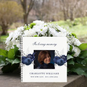 Livre d'or funérailles funéraire blanc photo bleue