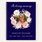 Livre d'or funérailles funéraire bleu florales pho (Devant)