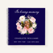 Livre d'or funérailles funéraire bleu florales pho (Devant)