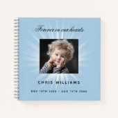 Livre d'or funérailles funéraire bleu garçon photo (Devant)