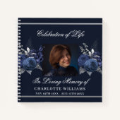 Livre d'or funérailles funéraires bleu florales ph (Devant)