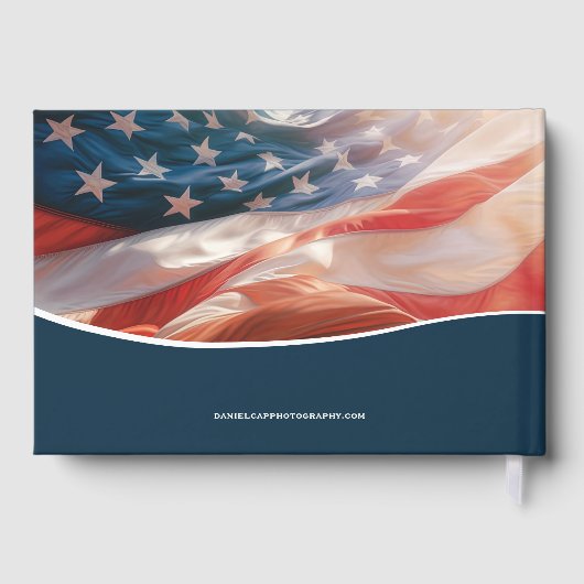 Livre D'or Funérailles Memorial American Flag Photo (Verso)