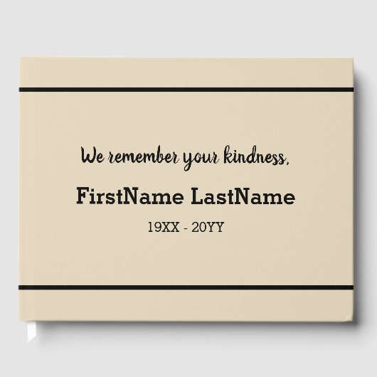 Livre d'or funéraire Customisé et en deuil (Recto)