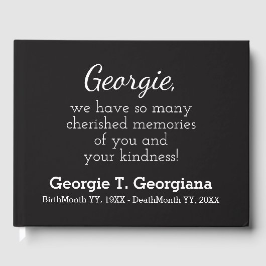 Livre d'or funéraire noir et blanc simple et éléga (Recto)