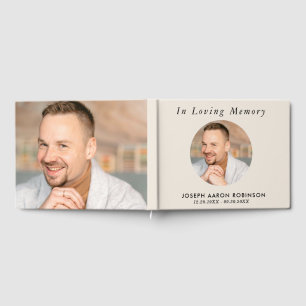 Livre D'or Funeral 2 Photo Memento Moderne Crème de Souvenir 