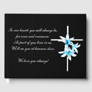 Livre D'or Funeral Guestbook Floral Cross