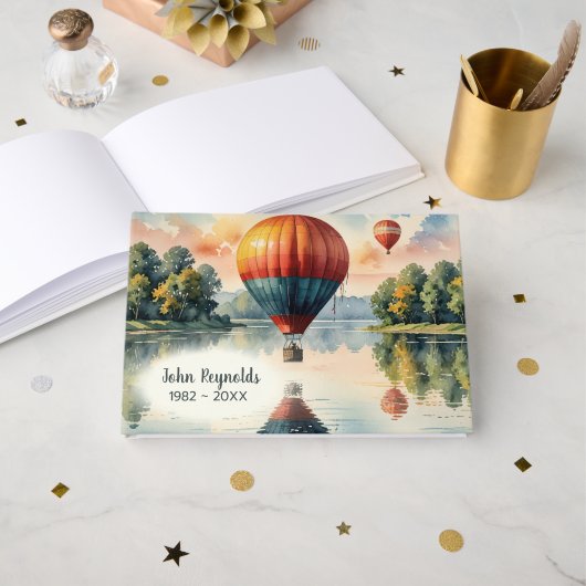 Livre D'or Funeral Hot Air Balloons with Water Reflection (Recto ouvert)