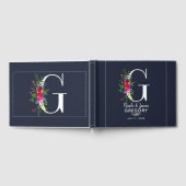 Livre D'or G Initiale Monogramme Floral Nom Mariage (Complet)