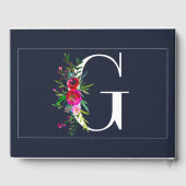 Livre D'or G Initiale Monogramme Floral Nom Mariage (Verso)