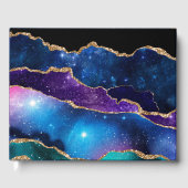 Livre D'or Galaxie en pierre d'Agate marbrée Étoiles brillant (Recto)