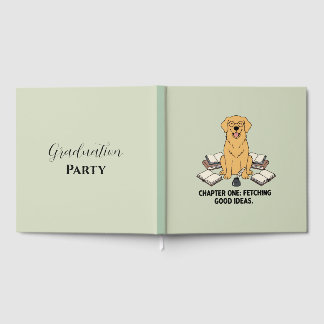 Livre D'or Gentle Scholar Dog Graduation Party Green Book