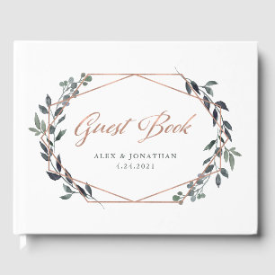 Livre D'or Geo vert Mariage or Rose