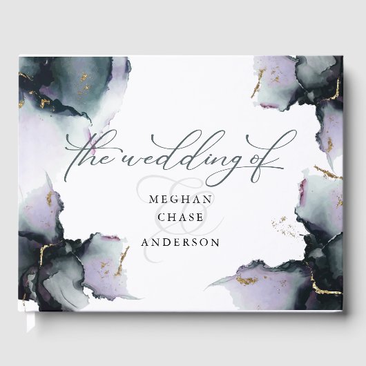 Livre D'or Géode Améthyste Cyan profond Abstrait (Recto)