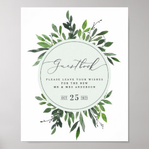 livre d'or géométrique aquarelle feuillu mariage