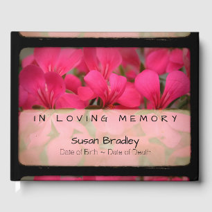 Livre D'or Géranium Vintage Memorial Guest Book