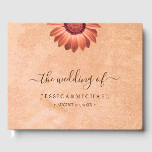Livre D'or Gerbera Flower sur Mariage de pêche Abstrait