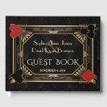 Livre D'or Glam Art Deco Casino Las Vegas Poker Mariage<br><div class="desc">Elégant Casino Royale et Great Gatsby conception de cartes thématiques. Il est décoré dans un style art déco vintage, dans un cadre hollywoodien des années 1920, avec des combinaisons de cartes à jouer (simulant des cartes à jouer). Sur le dos faux motif Art Déco or, initiales et combinaisons de cartes....</div>