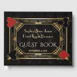 Livre D'or Glam Art Deco Casino Las Vegas Poker Mariage<br><div class="desc">Elégant Casino Royale et Great Gatsby conception de cartes thématiques. Il est décoré dans un style art déco vintage, dans un cadre hollywoodien des années 1920, avec des combinaisons de cartes à jouer (simulant des cartes à jouer). Sur le dos faux motif Art Déco or, initiales et combinaisons de cartes....</div>