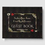 Livre D'or Glam Gatsby Casino Las Vegas Mariage de poker<br><div class="desc">Unique Casino Royale et Great Gatsby conception de carte à thème. Il présente un style art déco vintage, un cadre rompu de Roaring des années 1920 avec fausse feuille d'or Fleur-de-lis, coeurs rouges, Q et K sur deux coins (simulant les cartes à jouer). Sur le dos faux or motif Art...</div>