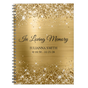 Livre d'or Glittery Gold Foil Memorial Service