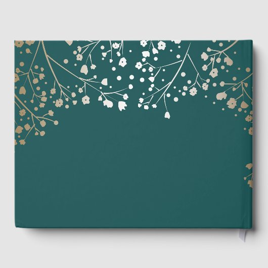 Livre D'or Gold Baby's Breath Floral Élégant Mariage Turquois (Verso)
