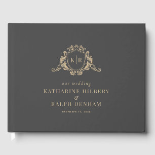Livre D'or Gold Baroque Crest Dark Grey Monogram Mariage