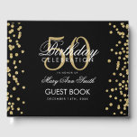 Livre D'or Gold Black 50th Birthday Party Parties scintillant<br><div class="desc">Elégante 50ème anniversaire de la Parties scintillant d'or Confetti modèle noir.</div>