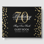 Livre D'or Gold Black 70th Birthday Party Parties scintillant<br><div class="desc">Elégante 70e anniversaire de la Parties scintillant d'or Confetti modèle noir.</div>