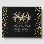 Livre D'or Gold Black 80th Birthday Party Parties scintillant<br><div class="desc">Elégante 80ème anniversaire de la Parties scintillant d'or Confetti modèle noir.</div>