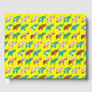 Livre D'or Gold & Blue Retro Elephants