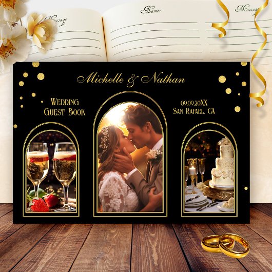 Livre D'or Gold Confetti Black Photo Mariage