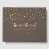 Livre D'or Gold Confetti Calligraphie Mariage Brown (Recto)