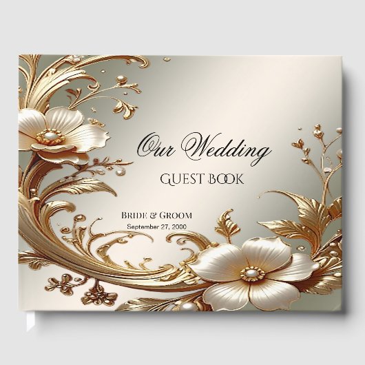 Livre D'or Gold Floral Guest Book (Recto)