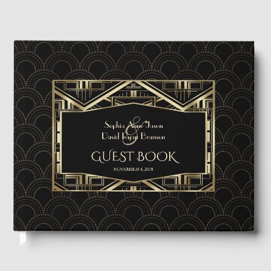 Livre D'or Gold Great Gatsby Art Déco Style Mariage (Recto)