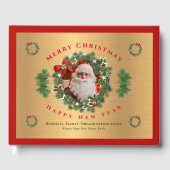 Livre D'or Gold Joyeux Noël Joyeux Nouvel An Père Noël Photo (Recto)