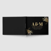 Livre D'or Gold Leaf verdure Monogramme noir Elégant mariage (Complet)