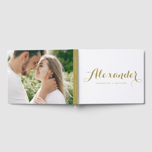 Livre D'or Gold Modern Script Mariage Photo Guestbook (Complet)