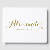 Livre D'or Gold Modern Script Mariage Photo Guestbook (Recto)