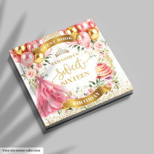 Livre D'or Gold Parties scintillant Sweet 16 Guest Book Blush