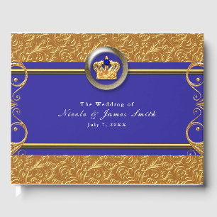 Livre D'or Gold & Royal Blue Crown Mariage Élégant Parti