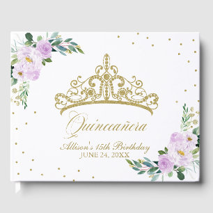 Livre D'or Gold Tiara Blush Purple Lilac Floral Quinceanera
